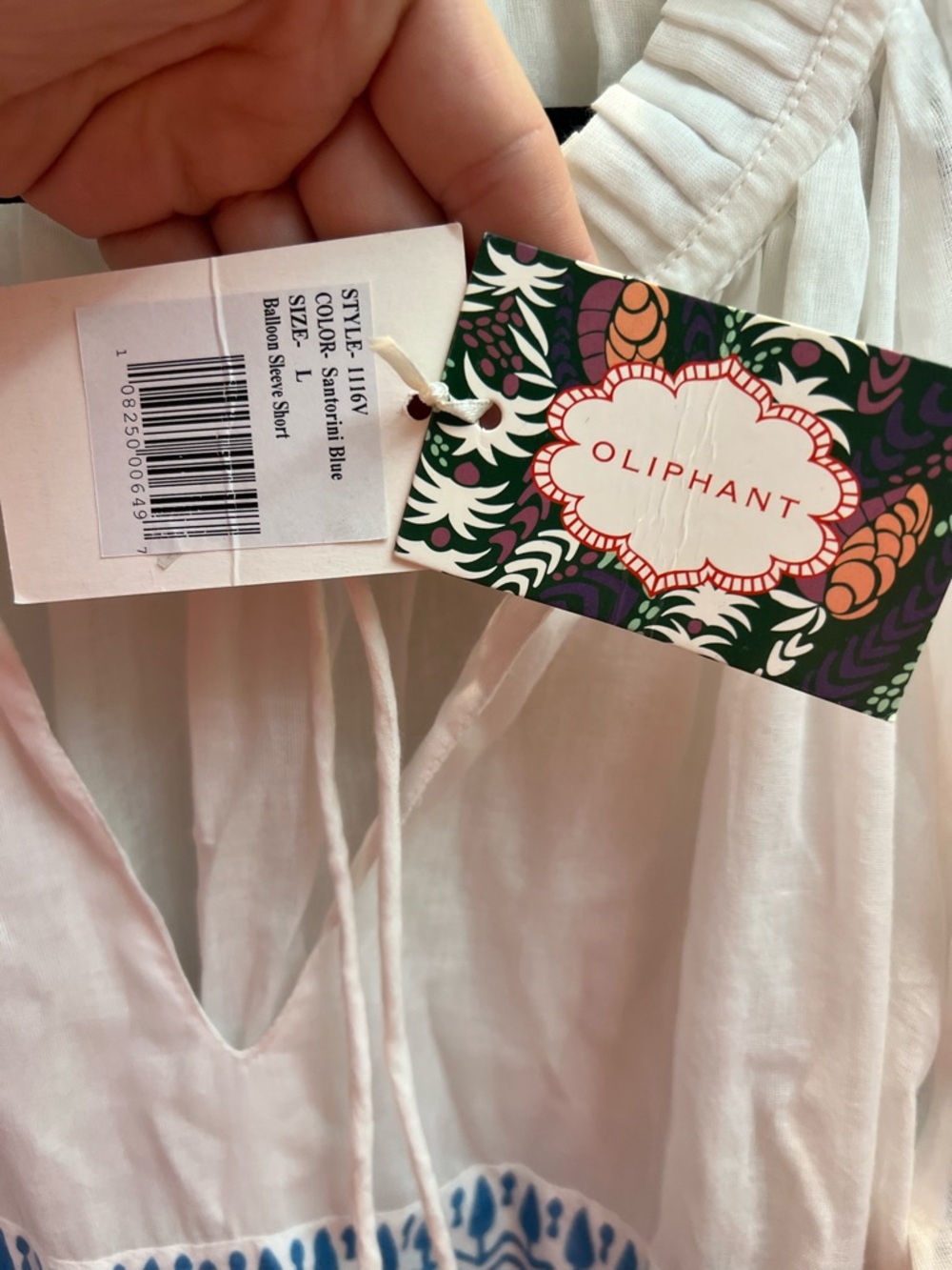 Oliphant Santorini Blue Cotton Mini Dress Size L NWT - Picture 6 of 8